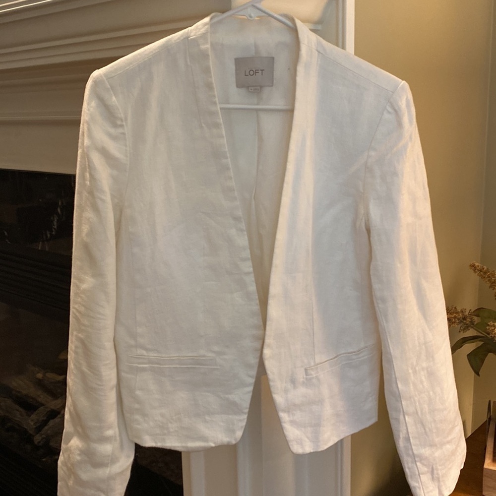 LOFT White Linen Jacket NEW Size 6 - Picture 2 of 10